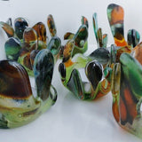 GREEN/BROWN/ORANGE FUSED GLASS CANDLEHOLDERS/AUTUMN DREAM COLLECTION