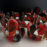brown & red handcrafted fused glass candleholder created by Annette Whelan